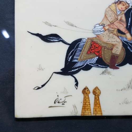 RARE Framed Highly Detailed Middle Eastern Oil on Ivorine Tablet  (300mm x 200mm)