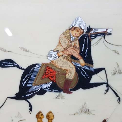 RARE Framed Highly Detailed Middle Eastern Oil on Ivorine Tablet  (300mm x 200mm)