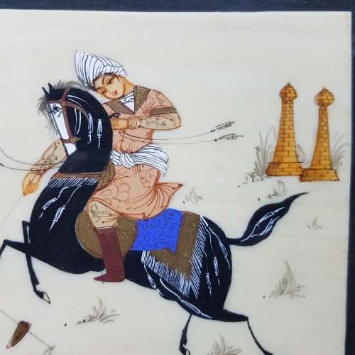 RARE Framed Highly Detailed Middle Eastern Oil on Ivorine Tablet  (300mm x 200mm)