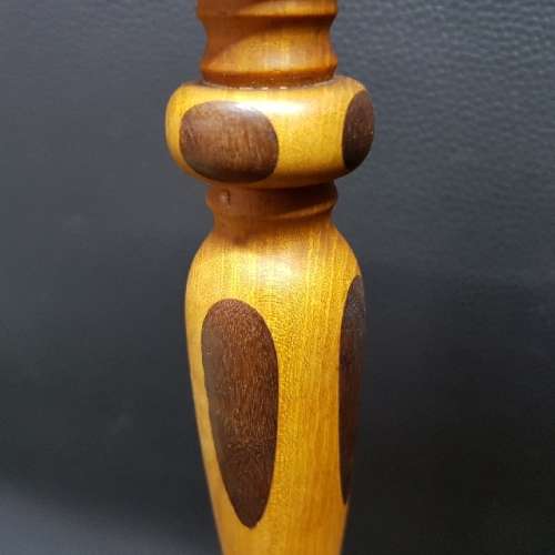 Two Large Hand Crafted Yellow Wood Candle Stands