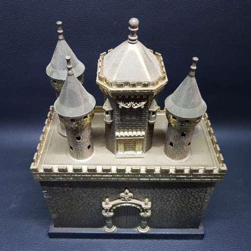 RARE!!! Brass Castle Themed Music Liqueur Decanter and Glass Box!!! (Working)