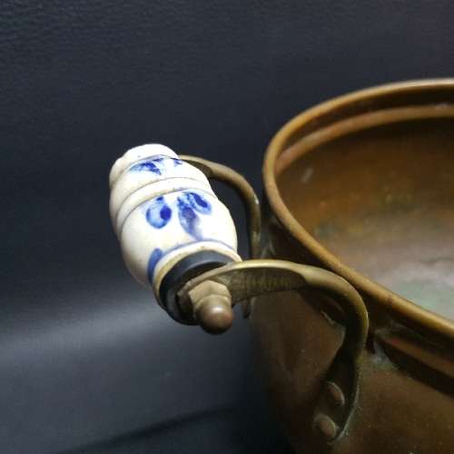 Copper Cauldron with Porcelain Handles