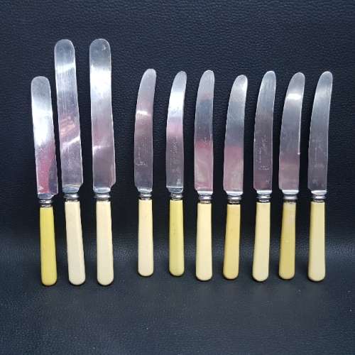 Vintage Bone Handle Silver-plate Knife Set