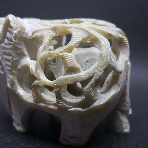 RARE!!! Detailed Three Dimensional Carved Stone Elephant (Baby Inside)