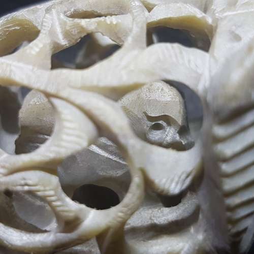 RARE!!! Detailed Three Dimensional Carved Stone Elephant (Baby Inside)