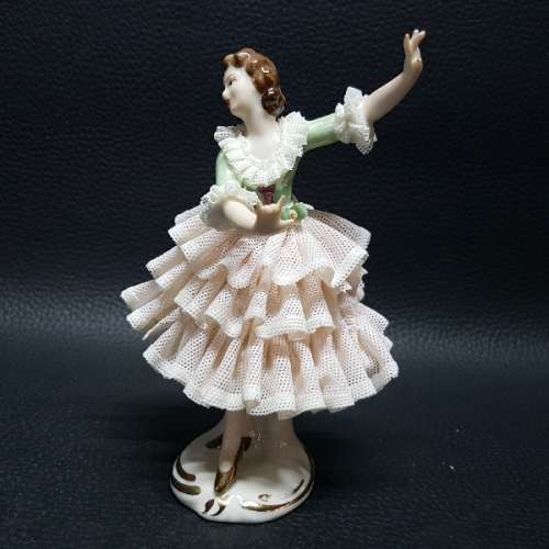 Antique Dresden German Lace Porcelain Ballerina Figurine