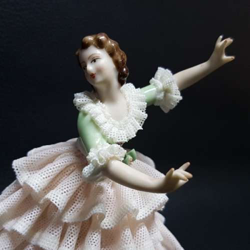 Antique Dresden German Lace Porcelain Ballerina Figurine