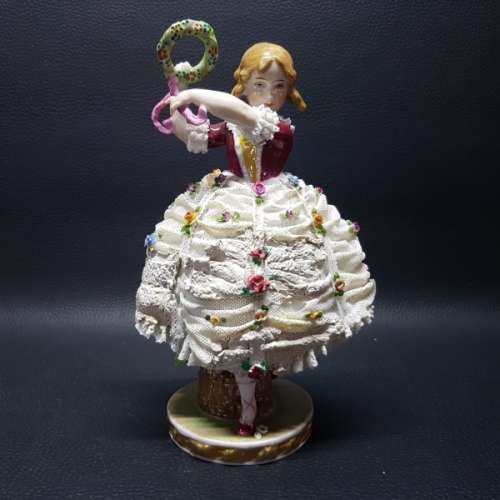 Antique Dresden German Lace Porcelain Figurine