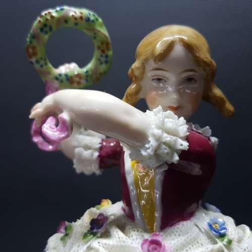 Antique Dresden German Lace Porcelain Figurine