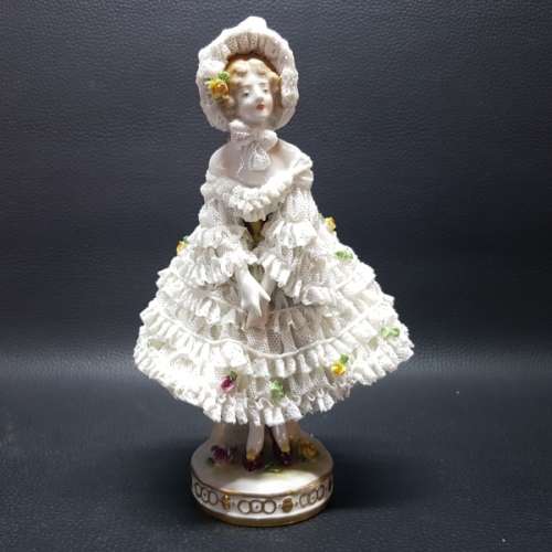 Antique Dresden German Lace Porcelain Figurine