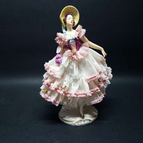 Antique Dresden German Lace Porcelain Figurine