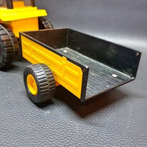 Large Pressed Metal and Hard Plastic Toy Tractor and Trailer