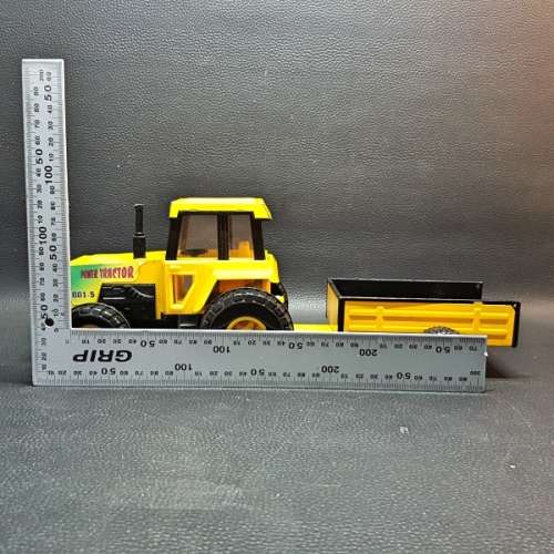 Large Pressed Metal and Hard Plastic Toy Tractor and Trailer