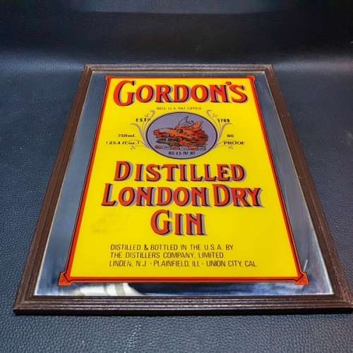 Framed Vintage Gordon's Gin Bar Mirror