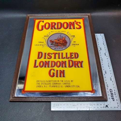 Framed Vintage Gordon's Gin Bar Mirror