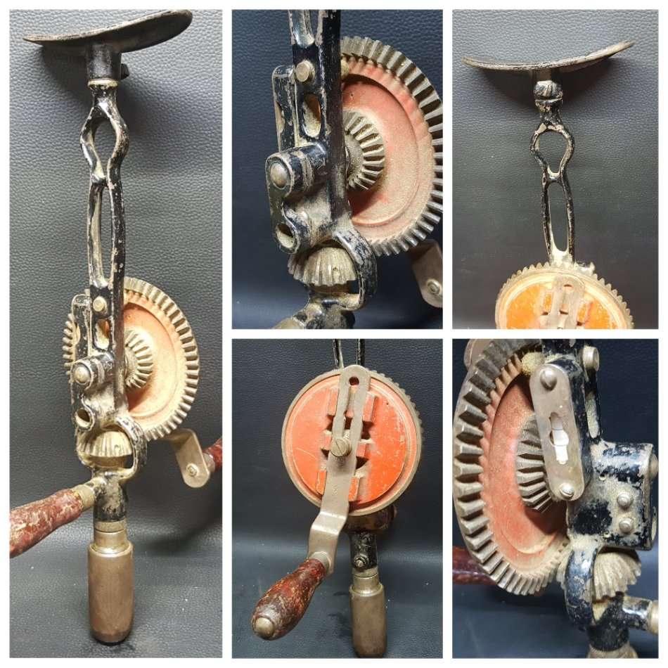 Large Vintage 600mm Cast Metal Shoulder Drill (Working)