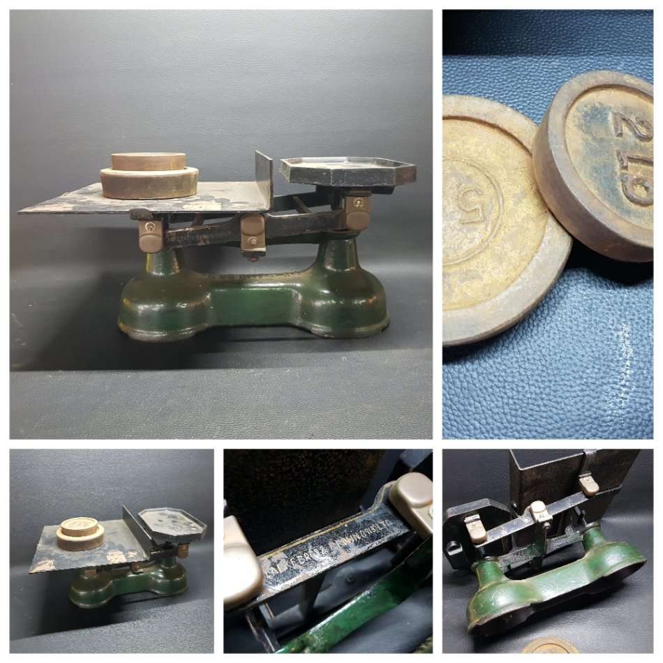 Large Antique Cast Iron Scale and Weights