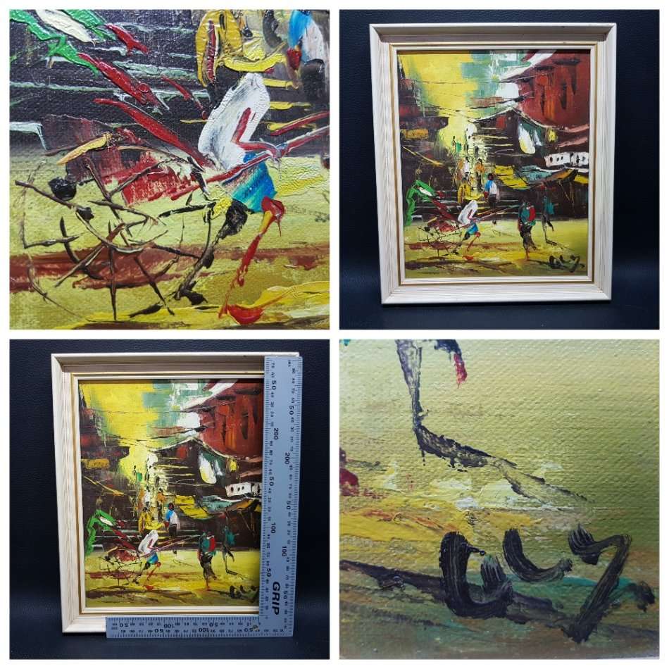 Framed Original Oil On Board Oriental Scene by Lily (300mmx 250mm)