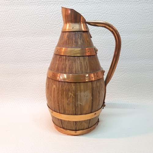 RARE!!! Antique Copper And Wood Barrel Style Pitcher!!!