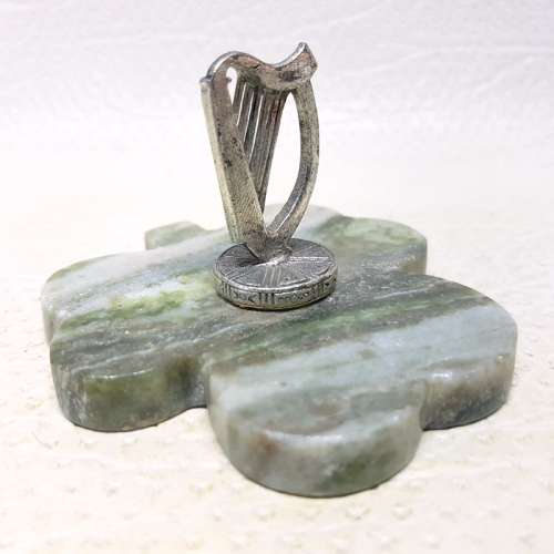 RARE!!! Original Irish Harp on Connemara Marble Base Paperweight!!!