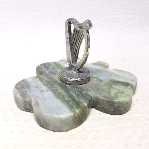 RARE!!! Original Irish Harp on Connemara Marble Base Paperweight!!!