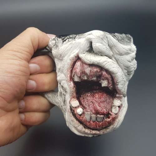 Original Glazed Ceramic Noblemerch Creepy Calvin Monster Mug (The Grey)