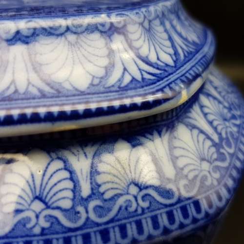 Vintage Blue and White Construction Themed Bowl and Lid!!!
