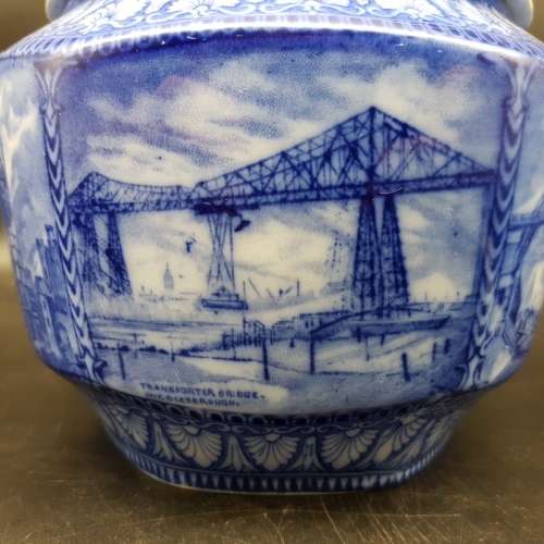 Vintage Blue and White Construction Themed Bowl and Lid!!!