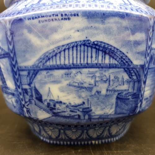 Vintage Blue and White Construction Themed Bowl and Lid!!!