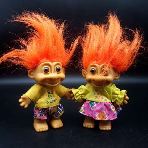 Original Vintage RUSS Big Brother and Sister Trolls!!!
