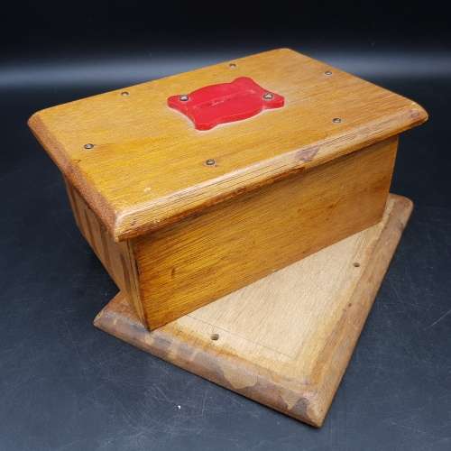 Original Vintage Hand Crafted Wood Money Collection Box!!!!!