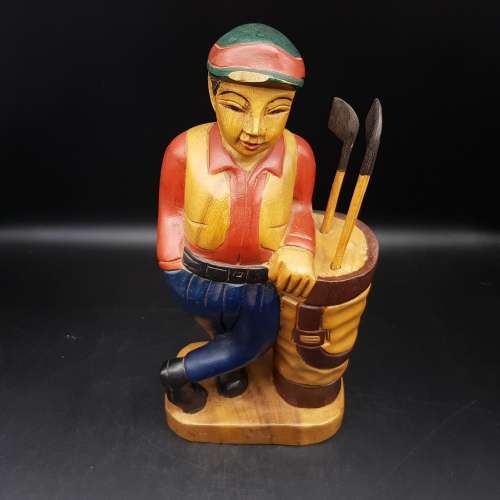 Hand Crafted Oriental Wood Golfer!!!
