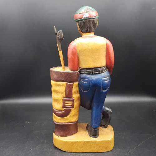 Hand Crafted Oriental Wood Golfer!!!