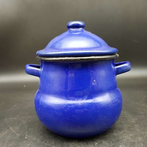 Original Vintage Blue Enamel Sugar Pot!!!!