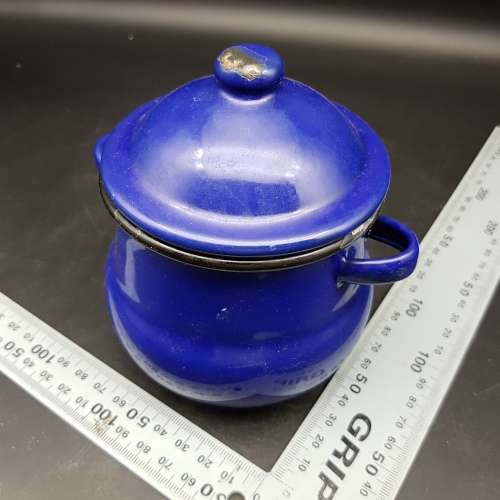 Original Vintage Blue Enamel Sugar Pot!!!!