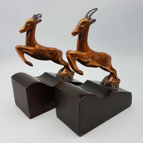 RARE!!! Two Vintage Copper Springbok Book Ends!!!
