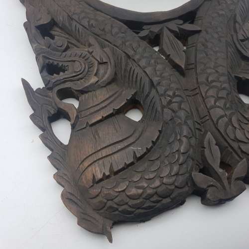Original Hand Crafted Ebony Wood Oriental Dragon Mirror!!!