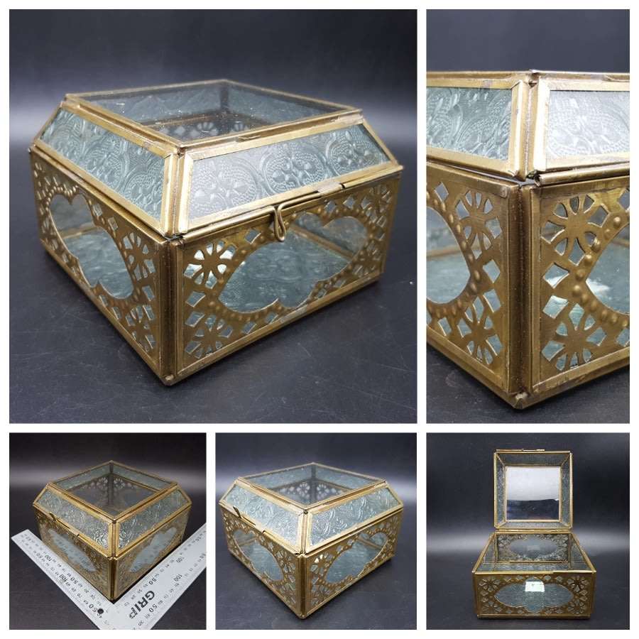 Ornate Brass and Glass Trinket Box!!!