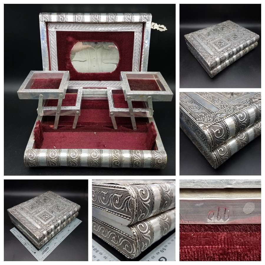 Large Highly Decorated Oriental Silver Metal Jewellery Box!!!