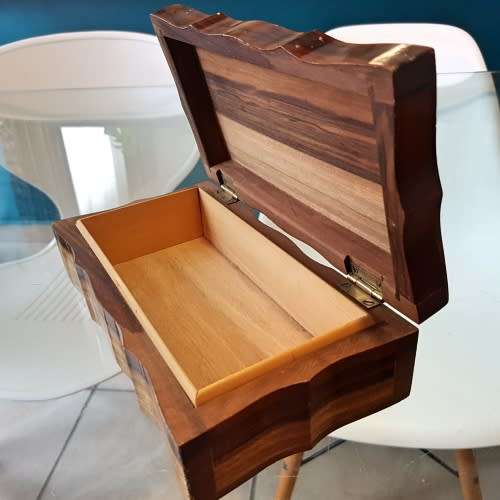 Vintage Hand Crafted African Wood Jewelry Box!!!