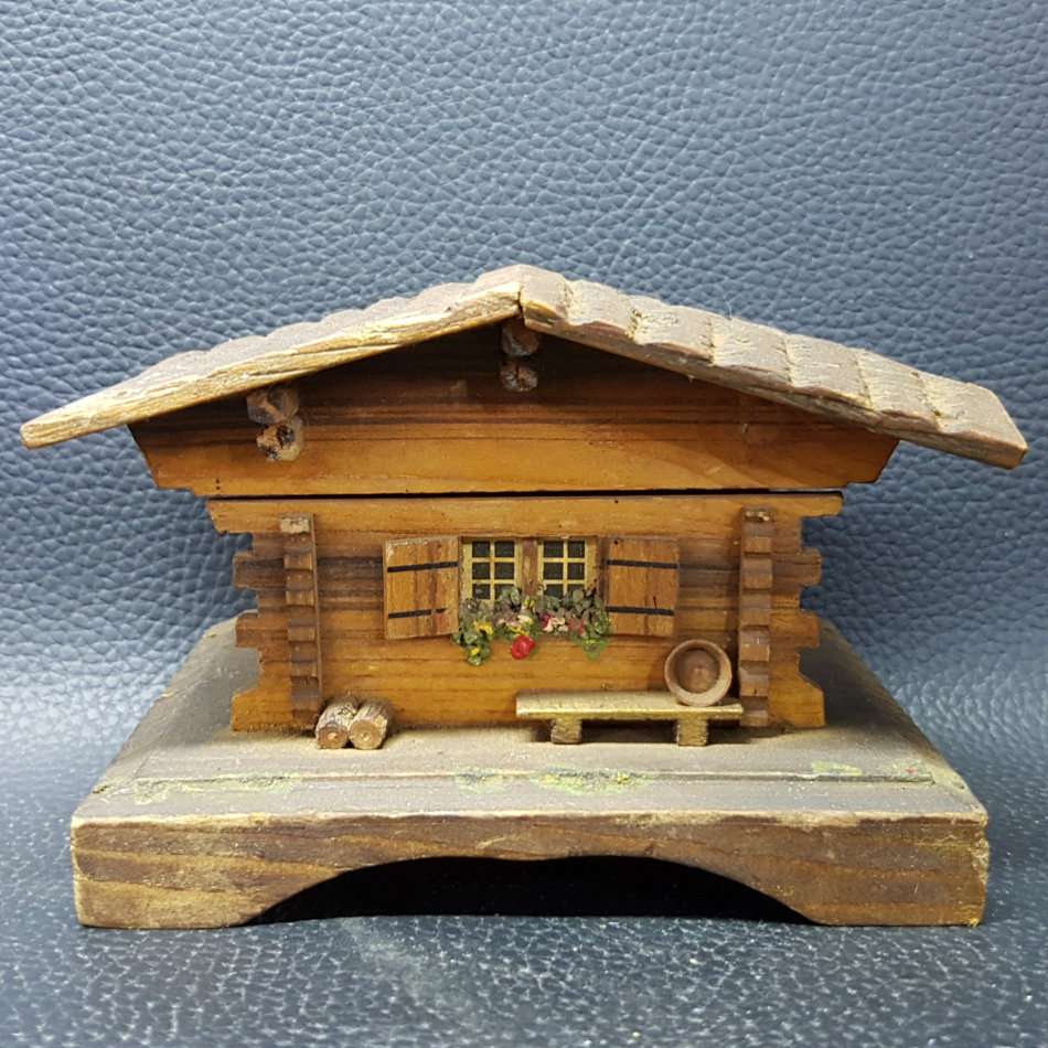 Vintage Swiss Hand Crafted Wood Music and Trinket Box (Working)