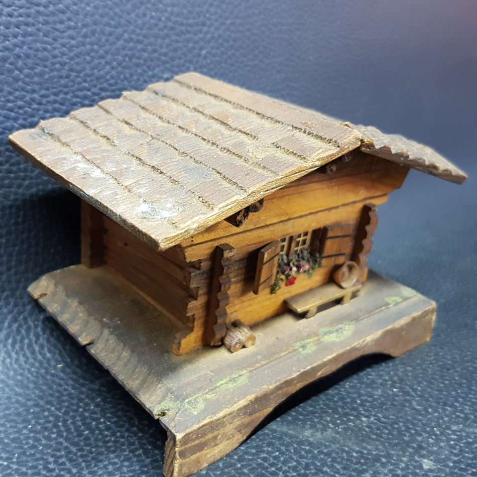 Vintage Swiss Hand Crafted Wood Music and Trinket Box (Working)