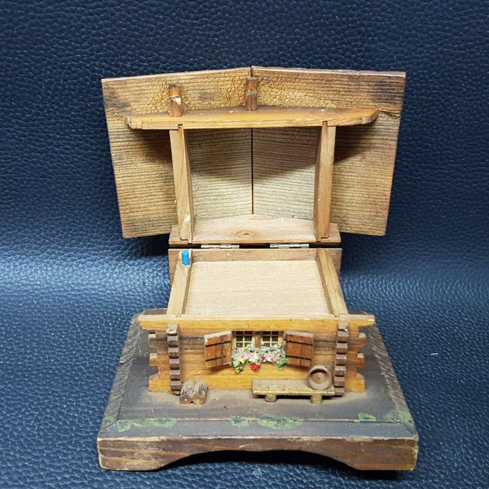 Vintage Swiss Hand Crafted Wood Music and Trinket Box (Working)