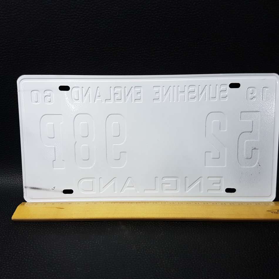 Reproduces Embossed Vintage Look England Number Plate!!!