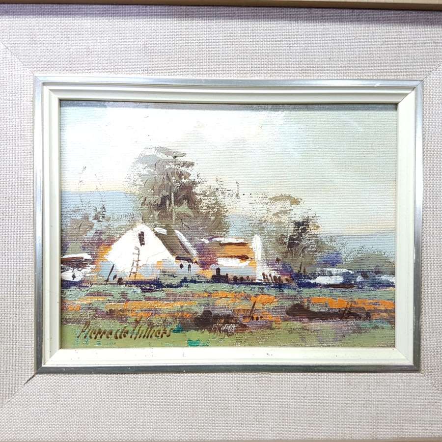 Framed Original Pierre de Villiers(1921-2007) Oil on Board Landscape 380mm x 340mm