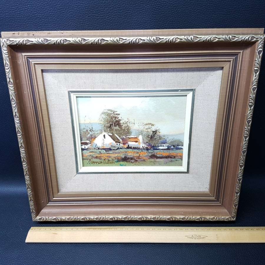 Framed Original Pierre de Villiers(1921-2007) Oil on Board Landscape 380mm x 340mm