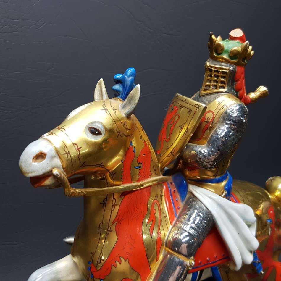 RARE!!! Highly Decorative Glazed Porcelain LARGE Knight on Horse!!!