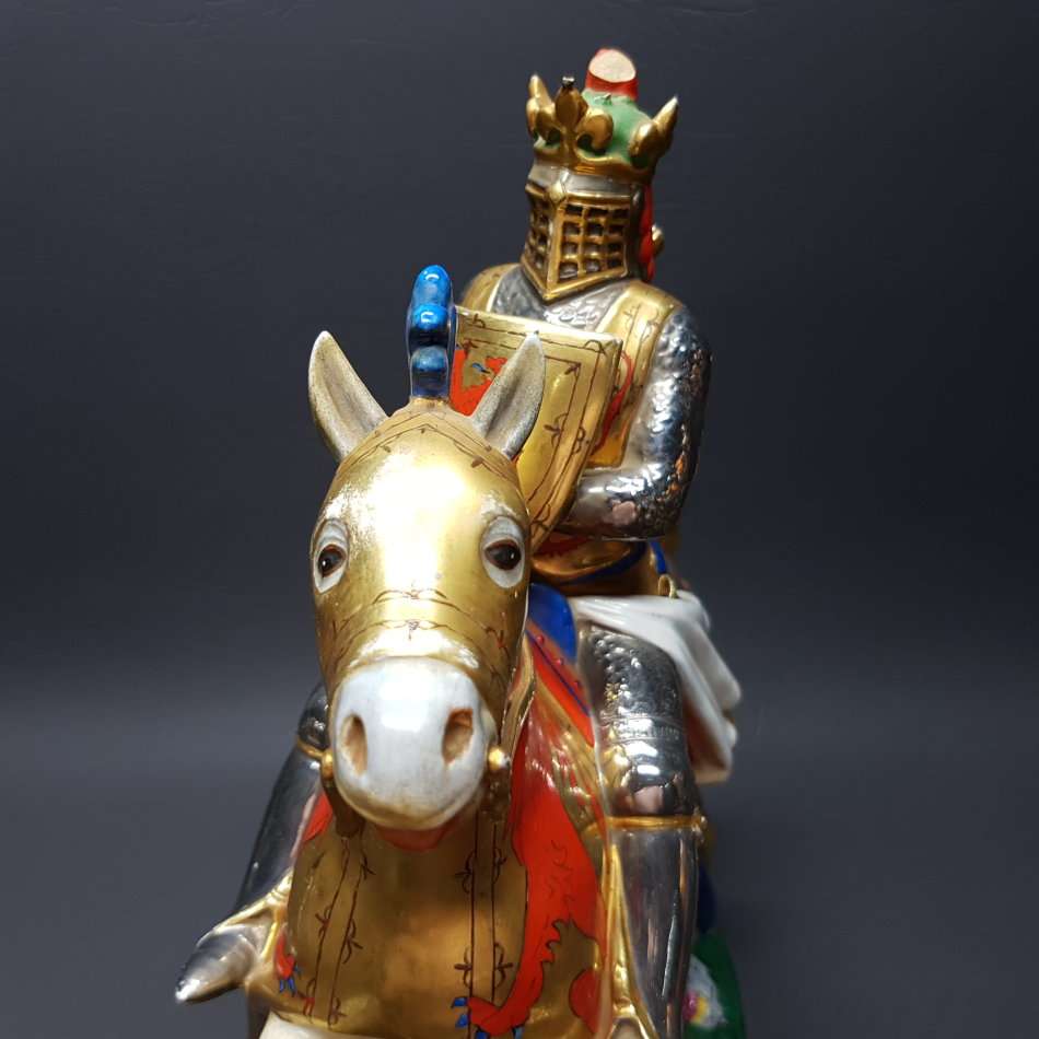 RARE!!! Highly Decorative Glazed Porcelain LARGE Knight on Horse!!!