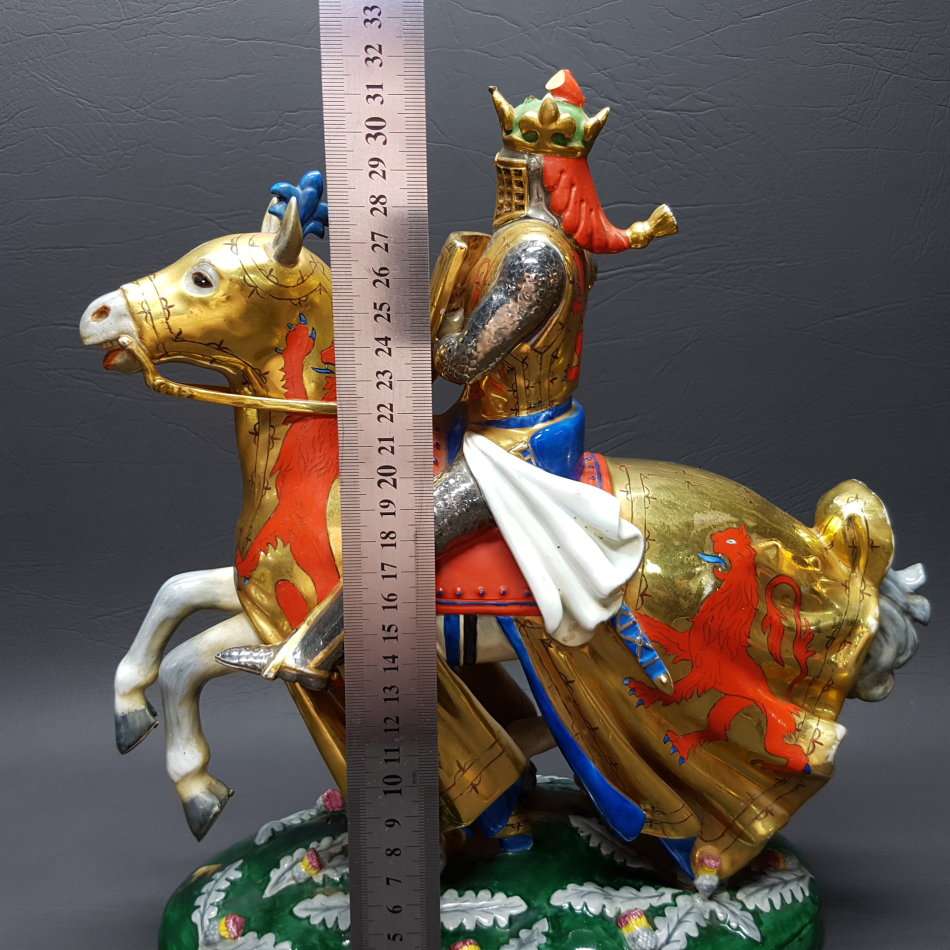 RARE!!! Highly Decorative Glazed Porcelain LARGE Knight on Horse!!!
