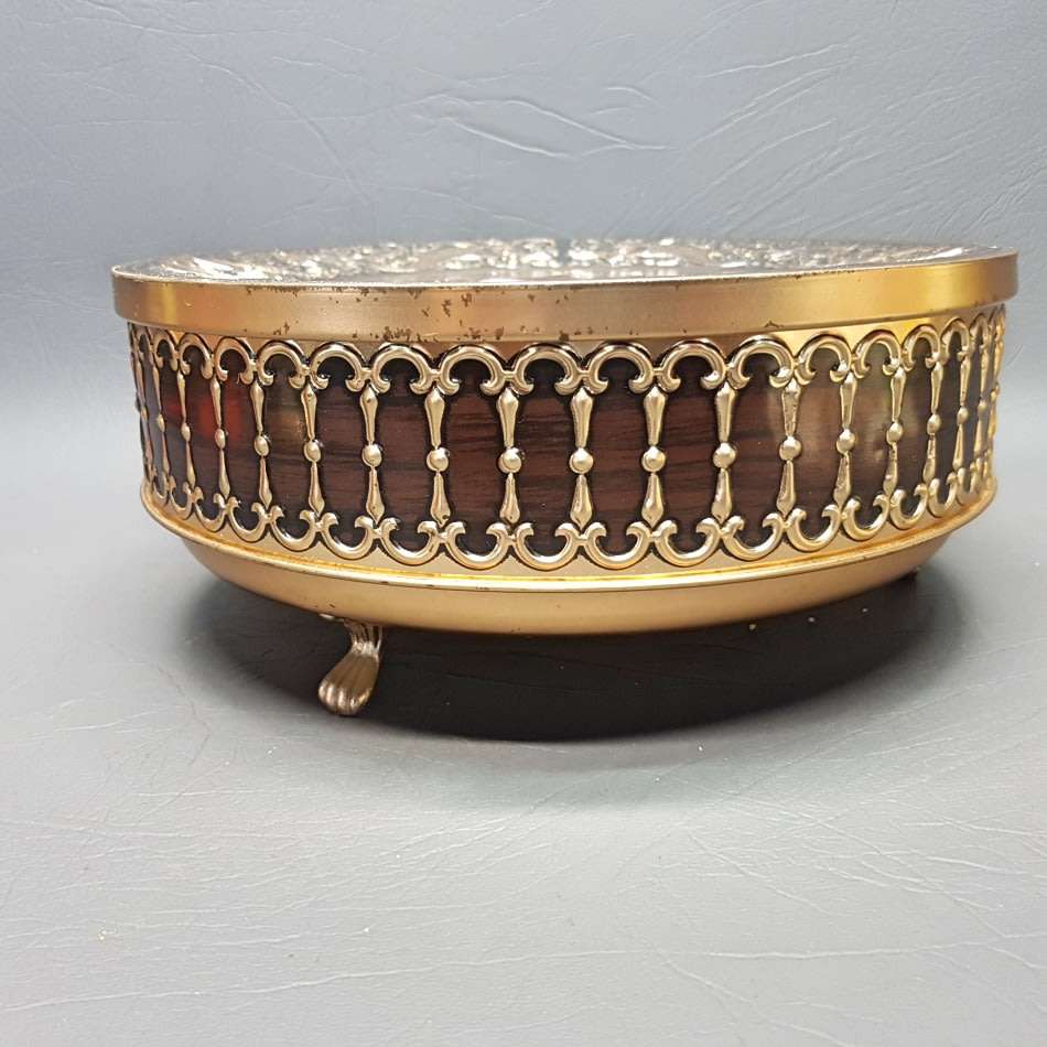 Highly Decorative Vintage Embossed Nautical Themed Footed Biscuit Tin!!!!